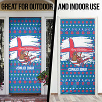 Faroe Islands Christmas Door Cover with Santa Riding Whale Faroe Flag and Blue Nordic Winter Pattern Design - Wonder Print Shop