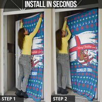 Faroe Islands Christmas Door Cover with Santa Riding Whale Faroe Flag and Blue Nordic Winter Pattern Design - Wonder Print Shop