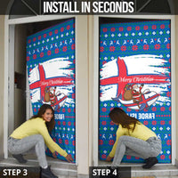 Faroe Islands Christmas Door Cover with Santa Riding Whale Faroe Flag and Blue Nordic Winter Pattern Design - Wonder Print Shop