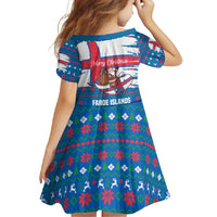 Faroe Islands Christmas Family Matching Mermaid Dress and Hawaiian Shirt with Santa Riding Whale Faroe Flag and Blue Nordic Winter Pattern Design - Wonder Print Shop