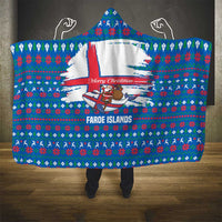 Faroe Islands Christmas Hooded Blanket with Santa Riding Whale Faroe Flag and Blue Nordic Winter Pattern Design - Wonder Print Shop