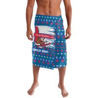 Faroe Islands Christmas Lavalava with Santa Riding Whale Faroe Flag and Blue Nordic Winter Pattern Design - Wonder Print Shop