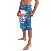 Faroe Islands Christmas Lavalava with Santa Riding Whale Faroe Flag and Blue Nordic Winter Pattern Design - Wonder Print Shop