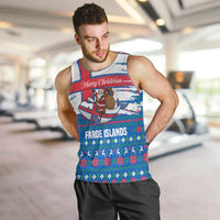 Faroe Islands Christmas Men Tank Top with Santa Riding Whale Faroe Flag and Blue Nordic Winter Pattern Design - Wonder Print Shop