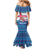 Faroe Islands Christmas Mermaid Dress with Santa Riding Whale Faroe Flag and Blue Nordic Winter Pattern Design - Wonder Print Shop
