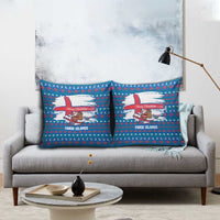 Faroe Islands Christmas Pillow Cover with Santa Riding Whale Faroe Flag and Blue Nordic Winter Pattern Design - Wonder Print Shop