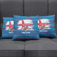 Faroe Islands Christmas Pillow Cover with Santa Riding Whale Faroe Flag and Blue Nordic Winter Pattern Design - Wonder Print Shop
