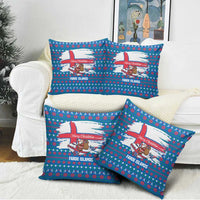 Faroe Islands Christmas Pillow Cover with Santa Riding Whale Faroe Flag and Blue Nordic Winter Pattern Design - Wonder Print Shop