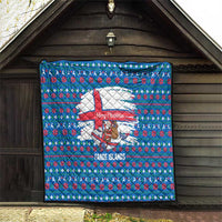 Faroe Islands Christmas Quilt with Santa Riding Whale Faroe Flag and Blue Nordic Winter Pattern Design - Wonder Print Shop