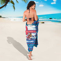 Faroe Islands Christmas Sarong with Santa Riding Whale Faroe Flag and Blue Nordic Winter Pattern Design - Wonder Print Shop