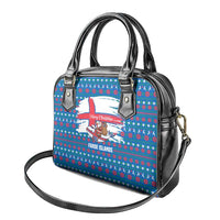 Faroe Islands Christmas Shoulder Handbag with Santa Riding Whale Faroe Flag and Blue Nordic Winter Pattern Design - Wonder Print Shop