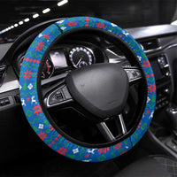 Faroe Islands Christmas Steering Wheel Cover with Santa Riding Whale Faroe Flag and Blue Nordic Winter Pattern Design - Wonder Print Shop