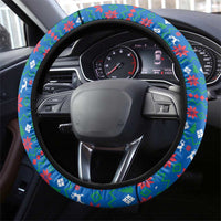 Faroe Islands Christmas Steering Wheel Cover with Santa Riding Whale Faroe Flag and Blue Nordic Winter Pattern Design - Wonder Print Shop