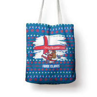 Faroe Islands Christmas Tote Bag with Santa Riding Whale Faroe Flag and Blue Nordic Winter Pattern Design - Wonder Print Shop