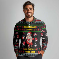 My Milkshake Bring Christmas Design Long Sleeve Polo Shirt Xmas Holiday Patterns - Wonder Print Shop