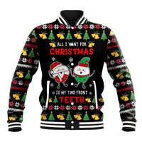 My Two Front Teeth Christmas Design Baseball Jacket Xmas Holiday Patterns - Wonder Print Shop