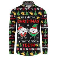 My Two Front Teeth Christmas Design Button Sweatshirt Xmas Holiday Patterns - Wonder Print Shop