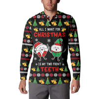My Two Front Teeth Christmas Design Button Sweatshirt Xmas Holiday Patterns - Wonder Print Shop
