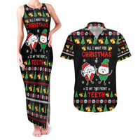 My Two Front Teeth Christmas Design Couples Matching Tank Maxi Dress and Hawaiian Shirt Xmas Holiday Patterns - Wonder Print Shop