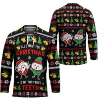 My Two Front Teeth Christmas Design Hockey Jersey Xmas Holiday Patterns - Wonder Print Shop
