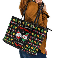 My Two Front Teeth Christmas Design Leather Tote Bag Xmas Holiday Patterns - Wonder Print Shop