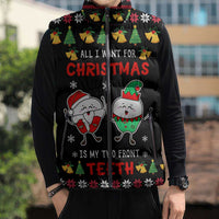 My Two Front Teeth Christmas Design Sleeveless Puffer Jacket Xmas Holiday Patterns - Wonder Print Shop