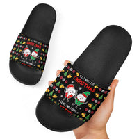 My Two Front Teeth Christmas Design Slide Sandals Xmas Holiday Patterns - Wonder Print Shop