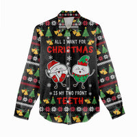 My Two Front Teeth Christmas Design Women Casual Shirt Xmas Holiday Patterns - Wonder Print Shop