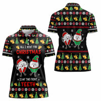 My Two Front Teeth Christmas Design Women Polo Shirt Xmas Holiday Patterns - Wonder Print Shop