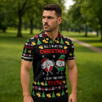 My Two Front Teeth Christmas Design Zipper Polo Shirt Xmas Holiday Patterns - Wonder Print Shop