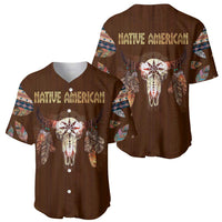 Native Skull Christmas Design Baseball Jersey Xmas Holiday Patterns - Wonder Print Shop