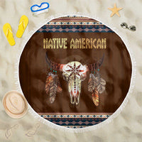Native Skull Christmas Design Beach Blanket Xmas Holiday Patterns - Wonder Print Shop