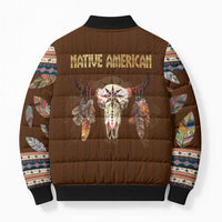 Native Skull Christmas Design Bomber Puffer Jacket Xmas Holiday Patterns - Wonder Print Shop