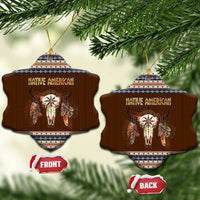 Native Skull Christmas Design Ceramic Ornament Xmas Holiday Patterns - Wonder Print Shop