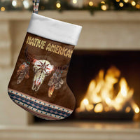 Native Skull Christmas Design Christmas Stocking Xmas Holiday Patterns - Wonder Print Shop