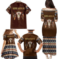 Native Skull Christmas Design Family Matching Puletasi and Hawaiian Shirt Xmas Holiday Patterns - Wonder Print Shop