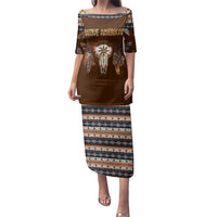 Native Skull Christmas Design Family Matching Puletasi and Hawaiian Shirt Xmas Holiday Patterns - Wonder Print Shop