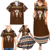 Native Skull Christmas Design Family Matching Summer Maxi Dress and Hawaiian Shirt Xmas Holiday Patterns - Wonder Print Shop