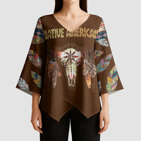 Native Skull Christmas Design Kimono Sleeve Blouse Xmas Holiday Patterns - Wonder Print Shop
