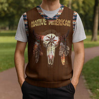 Native Skull Christmas Design Christmas Knitted V-Neck Vest Xmas Holiday Patterns - Wonder Print Shop