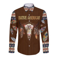 Native Skull Christmas Design Long Sleeve Button Shirt Xmas Holiday Patterns - Wonder Print Shop