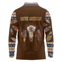 Native Skull Christmas Design Long Sleeve Polo Shirt Xmas Holiday Patterns - Wonder Print Shop