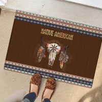 Native Skull Christmas Design Rubber Doormat Xmas Holiday Patterns - Wonder Print Shop