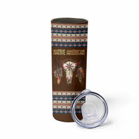 Native Skull Christmas Design Skinny Tumbler Xmas Holiday Patterns - Wonder Print Shop