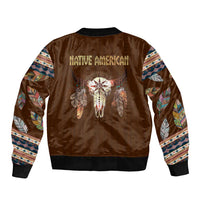 Native Skull Christmas Design Sleeve Zip Bomber Jacket Xmas Holiday Patterns - Wonder Print Shop