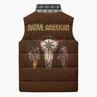 Native Skull Christmas Design Sleeveless Puffer Jacket Xmas Holiday Patterns - Wonder Print Shop