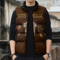 Native Skull Christmas Design Sleeveless Puffer Jacket Xmas Holiday Patterns - Wonder Print Shop