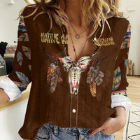 Native Skull Christmas Design Women Casual Shirt Xmas Holiday Patterns - Wonder Print Shop