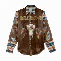 Native Skull Christmas Design Women Casual Shirt Xmas Holiday Patterns - Wonder Print Shop
