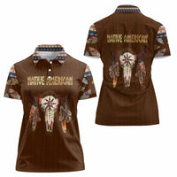 Native Skull Christmas Design Women Polo Shirt Xmas Holiday Patterns - Wonder Print Shop